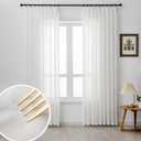 Off White Sheer Curtains Pinch Pleated Curtains & Drapes 96 Inches Long 1 Panel Lightweight Light Filtering Curtain for Living Room Bedroom Semi Sheer Window Curtain, W52 x L96