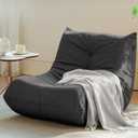 Bean Bag Chair, Fireside Chair Bean Bag Sofa for Adults, Bean Bag Chairs for Teens with High-Resilience Foam, Memory Foam & Non-Slip Base Bean Bag for Living Room, Bedroom, Office (Suede, Dark Gray) (Single)