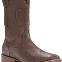 IUV Cowboy Boots For Men Wide Western Boot Traditional American Flag Retro Square Toe Country Work Boots, 12.5, Dark Brown