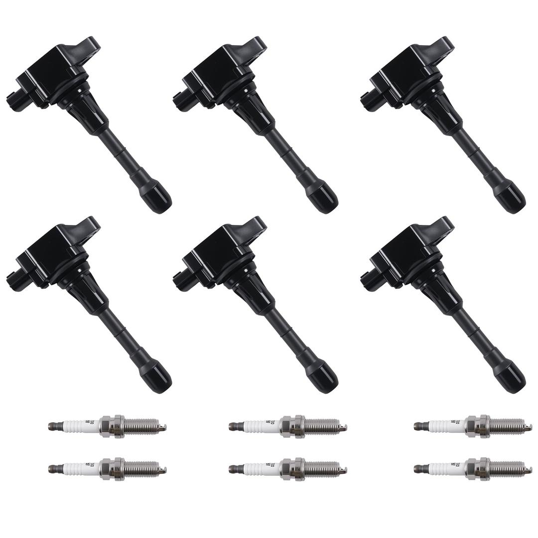 UF550 6Set Ignition Coil Pack Iridium Spark Plugs for 2007-2019 Infiniti EX35 G25 G35 M35 M35h Q50 Q70 QX60 2.5L 3.5L V6, Nissan 350Z Altima Maxima Murano Pathfinder Quest 3.5L V6, Replace C1670