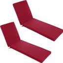 Chaise Lounge Cushions Outdoor Set of 2 - Waterproof and Fade Resistant Sun Lounger Replacement Cushions - Patio Lounger Pads with Removable Cover for Pool, Deck, Lawn, 72 x 21 x 3 Inch, Red