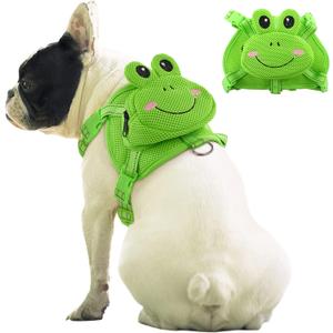 IDOMIK Dog Backpack Harness, No-Pull Dog Backpack with D-Ring for Small Medium Dogs, Cute Self Carrier Backpack for Dogs to Wear, Adjustable Dog Harness Backpack for Traveling Camping Hiking, Frog, L IDOMIK Dog Backpack Harness, No-Pull Dog Backpack with D-Ring for Small Medium Dogs, Cute Self Carrier Backpack for Dogs to Wear, Adjustable Dog Harness Backpack for Traveling Camping Hiking, Frog, L