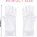 White Dress Gloves Short Satin Wrist Length Gloves for Women Elegant Bow Pearl Tea Party Glove Banquet Opera Bridal Wedding Evening Glove (White)