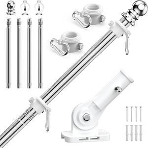 ZHULI 5 FT Flag Pole for Outside House, Flag Pole Kit with 180 Multi-Position Bracket Holder, Rustproof Stainless Steel Flagpole with Tangle Free Spinning Flag Rings, for Outdoor Porch Residential