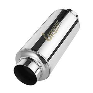 Upower 2.5" Inlet&Outlet Exhaust Resonator,4" x8.5" Body 11.5" Overall Length Center Straight Through Stainless Steel Muffler,Polished