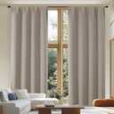 Simplebrand Ava Blackout Curtains for Patio 108 Inches Long 2 Panels Set, Solid Thermal Insulated Room Darkening Rod Pocket Window Treatment Curtains Blackout Drapes, W50 x L108 Inch, Stone