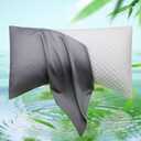 Cooling Side Sleeper Pillow Cases - Curved Rayon Derived from Bamboo Pillowcase Cover- Breathable Silky Soft Pillowcase for Hot Sleepers Hair and Skin, Queen Size 1 Piece, 20 * 30 Inches Dark Grey