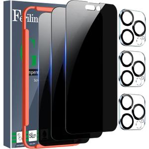 Ferilinso 3 Pack for Apple iPhone 14 Pro Max Privacy Screen Protector Tempered Glass Accessories 9H Anti Spy Privacy Screen for iPhone 14 Pro Max 3 Pack Camera Lens Protector