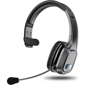Bluetooth Headset, 60Hrs Working Time with Noise Canceling, Trucker Wireless Headset with Mic & Mute, Voice Control, Bluetooth Headphones Multipoint for Truck Driver, Office, CallCenter, Phone/PC (Black)