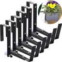 6 Pack Window Box Brackets Flower Planter Box Brackets for Railings Adjustable Deck Rail