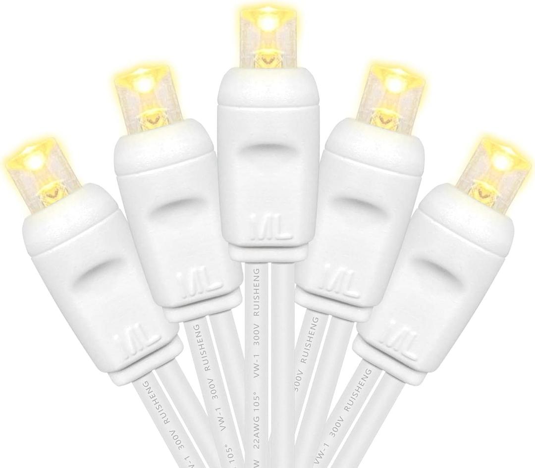 Christmas Lights 50 LED 17FT Commercial Mini LED String Lights, 120V UL, White Wire Xmas Lights for Indoor & Outdoor Use, Holiday Party Decorations,Trees, Light Displays (Warm White)