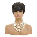 MOONSHOW Short Grey Wigs for Black Women Grey Pixie Cut Wig Synthetic Short Side Part Pixie HairCut Wigs with Bangs for Old Women Gray Straight Pixie Wig