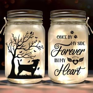 Pawfect House Gifts Once by My Side Forever in My Heart Mason Jars Night Light, Dog Memorial Gifts for Loss of Dogs, Pet Loss Gifts, Dogs Keepsake Memorial, Dog Passing Away Gift for Pet Lovers
