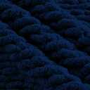Carriediosa Chunky Knit Throw Blanket 60" X 80" Twin, 100% Hand Made Large Chenille Loop Yarn Soft Fluffy Throws for Couch Sofa Bed, Big Crochet Cozy Heavy Thick Cable Woven Blankets, Navy Blue
