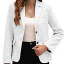 BZB Women's Casual Blazers Long Sleeve Lapel Open Front Work Office Bussiness Warm Blazer Jackets (White, S)