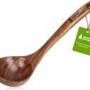 AIUHI Wooden Ladle for Cooking,Teak Wood Soup Ladle, Long Handle Deep Scooper Wooden Serving Spoon  Non-stick & No Scratch (11.83.1 in)