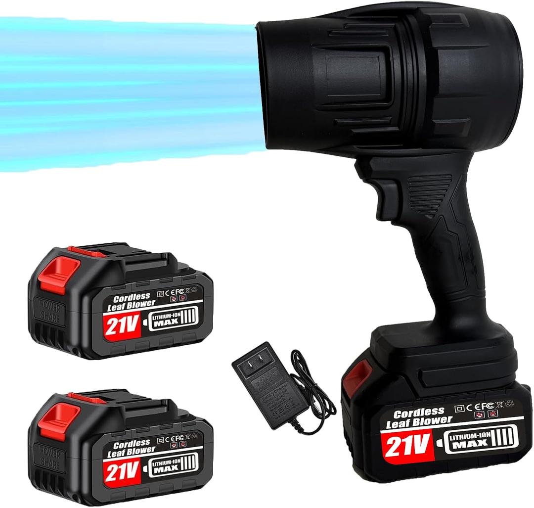 Leaf Blower Cordless Electric, 500000RPM with 2 x 4.0Ah Batteries and Charger Handheld Lightweight Leaf Blower for Patio Cleaning,car Blowing Water,Blowing Leaves and Dust