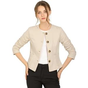 Allegra K Women's Blazers Casual Jackets Long Sleeve Button Down Cropped Blazer Work Office Business Jacket. M