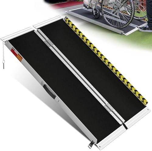 VNN Portable Wheelchair Ramp 4FT, Non-Slip Aluminum Folding Handicap Ramp, Door Threshold Wheelchair Ramps for Home, Wheel Chair Ramp for Home Steps, Scooter Ramp, Doorways