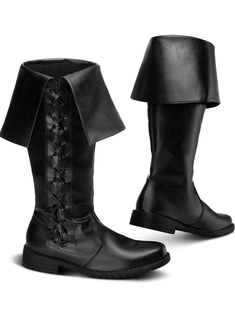 Ramede Halloween Medieval Pirate Boots Men Renaissance Boots Mid Calf Lace up Gothic Viking Costume Cosplay Shoes Footwear 12