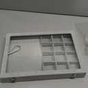 Ice Velvet Jewelry Box Display Case with a Clear Glass Window,10 Hooks Necklace Organizer Box and 12 Grids for Earrings Rings Storage Grey