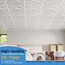 LooYee 24 PCS 2x2 Ft Faux Printed PVC Ceiling Tiles, 24x24 Inch Concentric Circle Mosaic Ceiling Panels, Waterproof Washable Cuttable Material Ideal for Living Room Bedroom Basement Cover 96 Sq.Ft