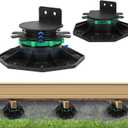 12Pack Upgraded Adjustable Deck Support PedestalDeck Foundation Base Support Adjustment Raising from 1-9/16" to 2-3/8"with Fastener Ring for Maximum StabilityFlooring Joist SupportsBlack