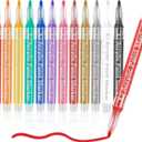 Acrylic Paint Pens Paint Markers - 12 Pack Acrylic Paint Markers For Rock Painting Wood Canvas Glass Ceramic Plastic Metal and Stone,For DIY Crafts Making Art Supplies Christmas Gift