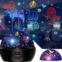 MOKOQI Kid Light Projector Superhero Toys for Boys 57 Avengers Night Light Projector with Timer for Kids Room, 360 Degree Rotation Toddler Nightlights with Spiderman Figurine Star Lamps