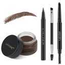 LAVONE Eyebrow Stamp Pencil Kit for Eyebrows Makeup, with Waterproof Eyebrow Pencil, Eyeliner, Eyebrow Pomade, and Dual-ended Eyebrow Brush - Dark Brunette