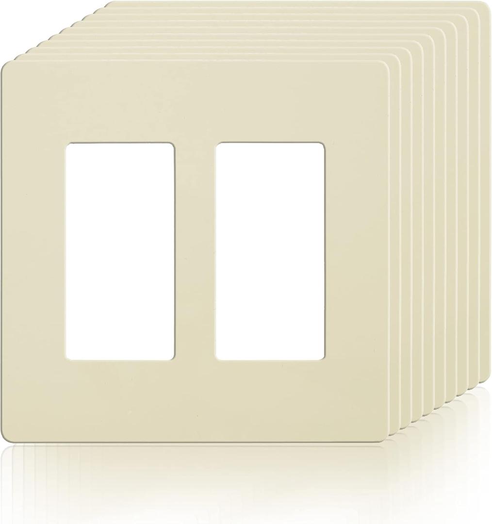 Faith Ivory 2-Gang Screwless Wall Plate (10-pack) | Light Switch Plate or Wall Plate for Electrical Outlet | 2-Gang Wall Plate for Decorator Switches and Receptacles | Heat-Resistant Thermoplastic