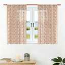 Short Cafe Curtains for Small Window 45 Inch 2 Panels,Beige Floral Terracotta Boho Kitchen Curtain,Mid Century Bedroom Drapes with Tassel Decor,Beige and Rust Orange