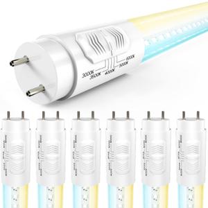 Sunco 6 Pack T8 LED Bulbs 4 Foot, LED Fluorescent Tube Replacement, 4ft LED Tube Light, Ballast Bypass, 18W, 2200 LM, Selectable CCT 3000K/3500K/4000K/5000K/6000K, Single Ended Power, Clear Lens UL.
