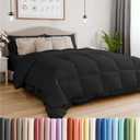 Queen Size, Black Alternative Down Comforter - Warm and Lightweight - Luxury and Breathable Hotel Quality Bedding Set - All Season Fluffy and Cozy Oversized Cooling Microfiber Duvet Insert Comforter