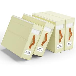 PARANTA Bed Sheet Organizers and Storage, 4 Pack Foldable Linen Closet Organizer, Sheets Set Keeper with Label Handle Window for Blanket Duvet Cover Queen or King Beige