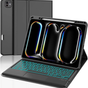 YEHOBU for iPad Pro 13 inch Case with Keyboard (M5 2025/M4 2024), 7-Color Backlit, Magnetic Detachable Keyboard, Trackpad, Slim Folio Cover with Pencil Holder, Multi-Viewing Angles, Auto Sleep/Wake