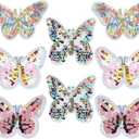 FINGERINSPIRE 8 PCS Sequin Butterfly Embroidery Patch 4 Styles Iron on/Sew on Butterfly Applique Patches Butterflies Shape Cloth Patches for Dresses Bags Clothes Costume Decoration Embellishments