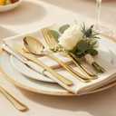 153 Pack Gold Plastic Silverware - Heavy Duty Gold Silverware Set - 51 Forks, 51 Knives, 51 Spoons Plastic Cutlery Disposable Utensils Set for Holiday Party Dinner Wedding Gathering