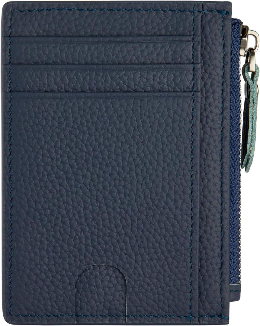 ilovever Slim Wallet for Women Small Leather RFID Blocking Credit Card Holder Minimalist Wallet with Coin Purses & Pouches, S Deep Blue