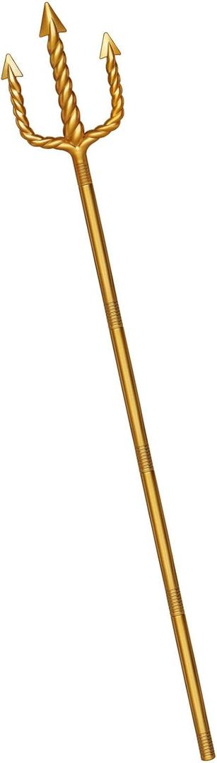 Servllcell Gold Trident 54In King Neptune Trident Costume Accessory,Plastic Poseidon Trident Prop Cosplay Party for Halloween Decoration