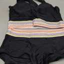 GRAPENT Bikini Sets for Women High Waisted Two Piece Swimsuit Padded Knot Twist Cut Out Color Block Bathing Suit Bikinis ,L