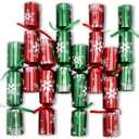 8 Pack Christmas Party Table Favor Non-Snap Crackers Red Green Snowflake Design, with Party Hat, Joke & Little Gift Inside, Xmas Gift, Christmas Seasonal Holiday Dinner Traditions