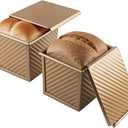 2 Pcs Square Nonstick Square Loaf Pan With Lid, 4.53 x 3.94 x 4.33 inch Mini Toast Box for Home Baking, Mini Cube Toast Box Ideal Baking Set Gift