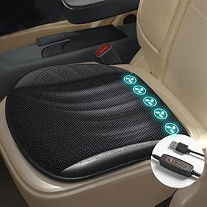 LGNORA Cooling Car Seat Cushion Summer Cooling Car Seat Cover Comfortable Car Seat Cooling Pad with 5 Fans Universal Cooling Seat Pad for Car Seat Home Office Chair (Black)
