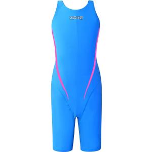 karrack Girls Swimming Suit Sports Conjoined Girls Training Competition Children Swimming Suit (11-12 Years, Lake Blue)