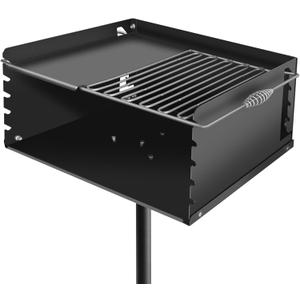 Park Style Charcoal Grill Heavy Duty, Outdoor BBQ Grill with Grate, Park Grill for Backyard, Camping, Commercial Use, Small Charcoal Grills for Outdoor Park (25'' L x 17'' W x 11'' H)