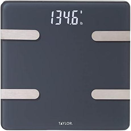 Taylor Bluetooth Smart Body Composition Scale for Body Weight, Body Fat, Water, Muscle and Bone Mass, Weight Tracking, and BMI with Smartphone App, 400 lbs - Charcoal (5297054)