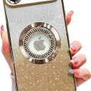 Misscase for iPhone Air Magnetic Glitter Case Compatible with MagSafe,Full Protection Slim Shockproof Case with Camera Lens Protector Plating Bling Cover Case for iPhone 17 Air 6.5" Gold