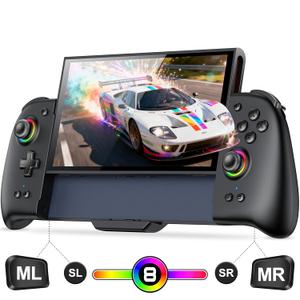Spican Switch 2 Controller, Switch 2 Accessories Wireless Pro Controller with No-drift Hall Effect Joystick, 4 RGB Mode, 10H+ Battery, Turbo&Macro, Full-Size Hand-Curve Design Comfort for Nintendo Switch 2 Games (7.9", Black)