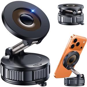 Car Phone Holder for Magsafe - Vacuum Magnetic Suction Phone Holder Mount with 360 Adjustable Stand Car Accessories for Car/Gym/Mirror/Smooth Surface ,Travel Essentials for iPhone 17/16/15/14/13/12